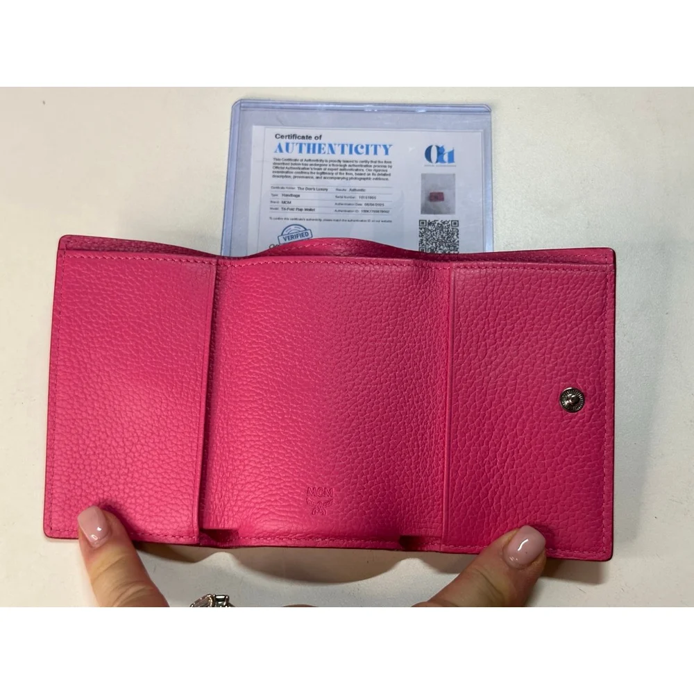 Women's MCM Pink Leather Tri-Fold Wallet